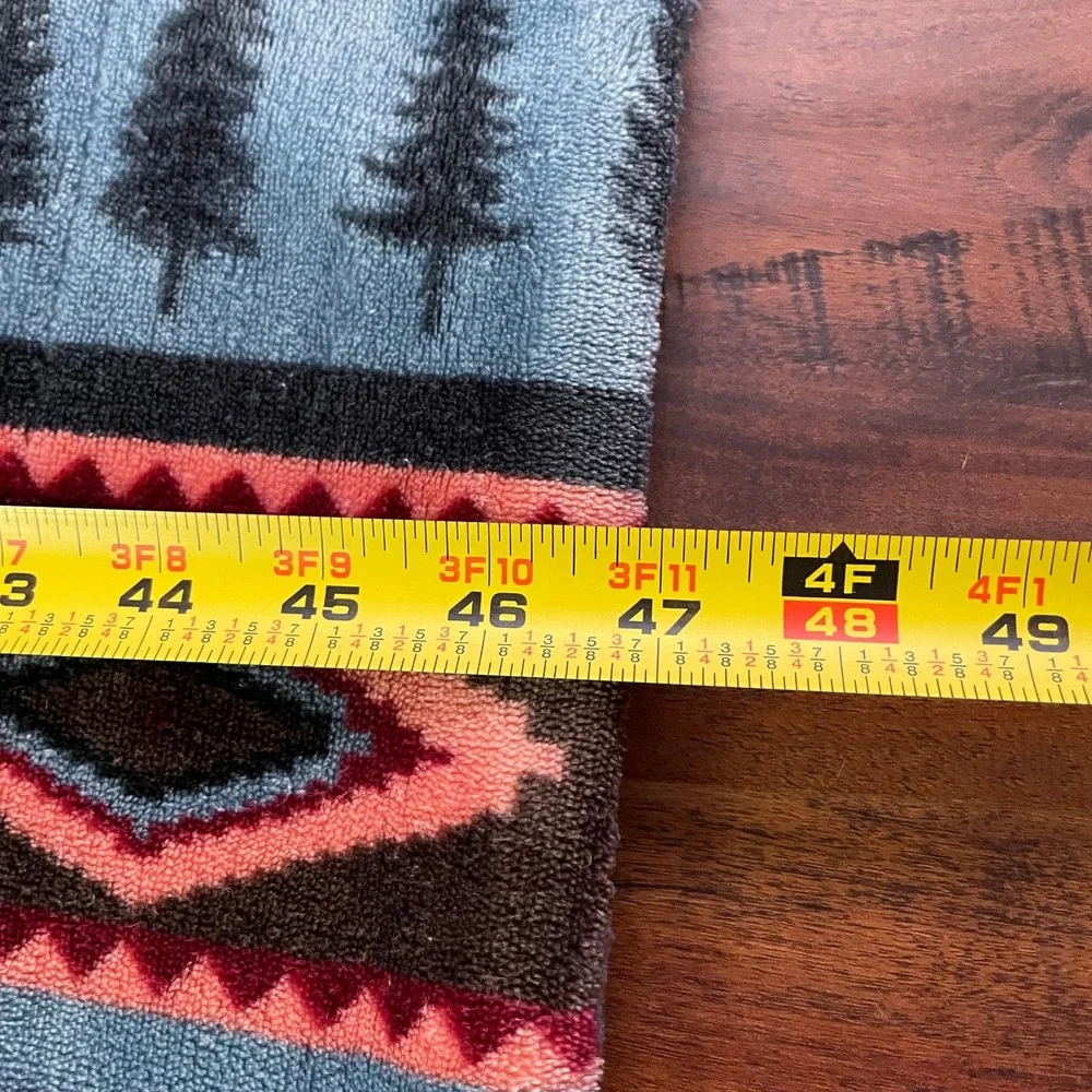Montauk Southwestern Deer Throw Blanket Aztec Stripe Pine Tree Sherpa Fleece